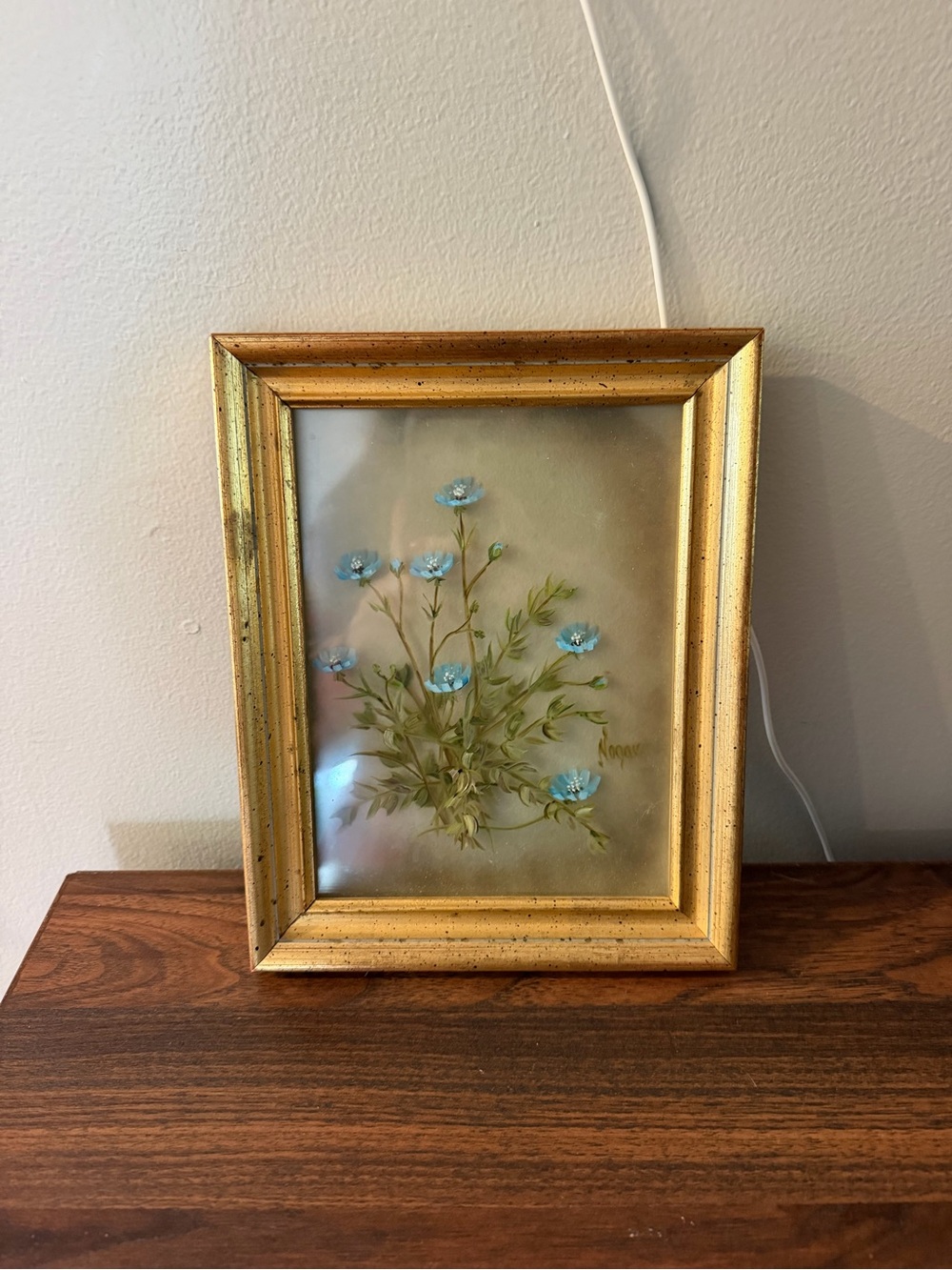 Edmond J Nogar Hand Painted Layered Glass  Vintage Art